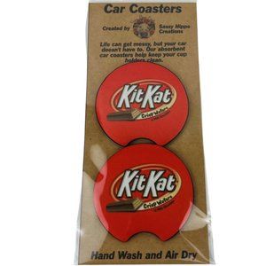 Car Coasters Kit Kat Chocolate Candy Bar Snack Junk Food Set of 2 Neoprene